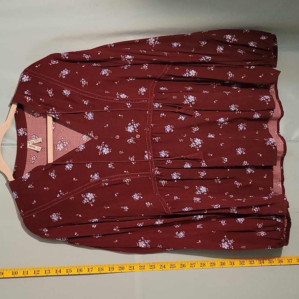 Mudd Juniors XXL Maroon Floral Hippie with Ties